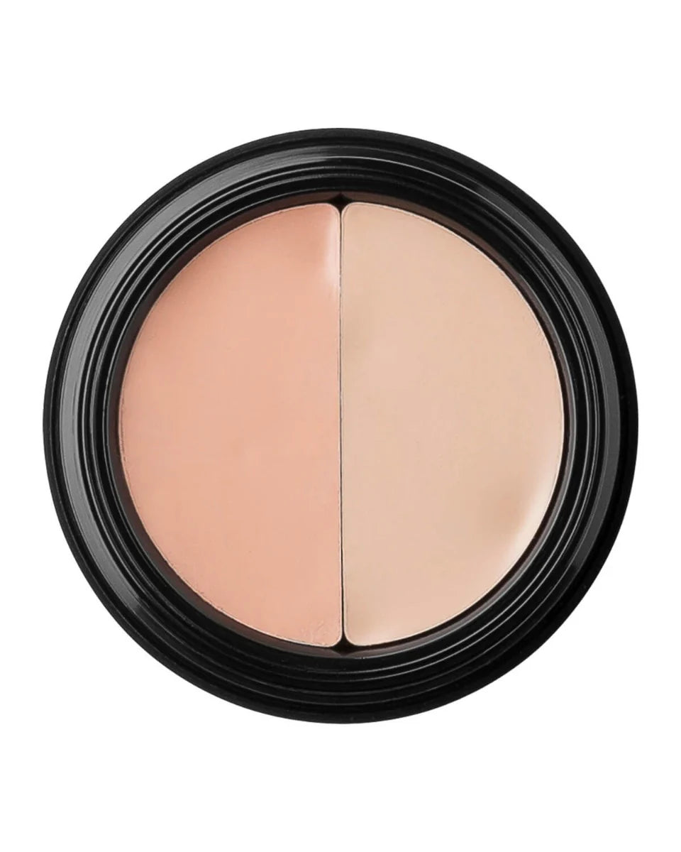 Glo Skin Beauty Under Eye Concealer, rundes Kompakt mit zwei nebeneinanderliegenden Concealer-Farben im Farbton Beige