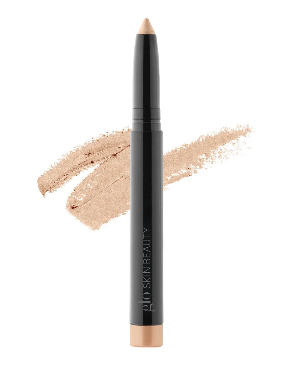 Cream Eyeshadow Stick im Farbton Canvas mit Swatch im Hintergrund, gebrandet mit Glo Skin Beauty