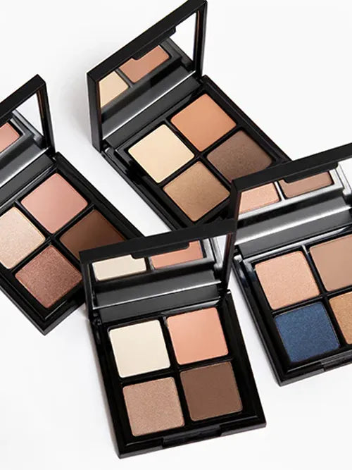 Glo Skin Beauty Eye Shadow Quads: Lidschatten-Paletten mit je 4 Farben in verschiedenen matten und schimmernden Tönen