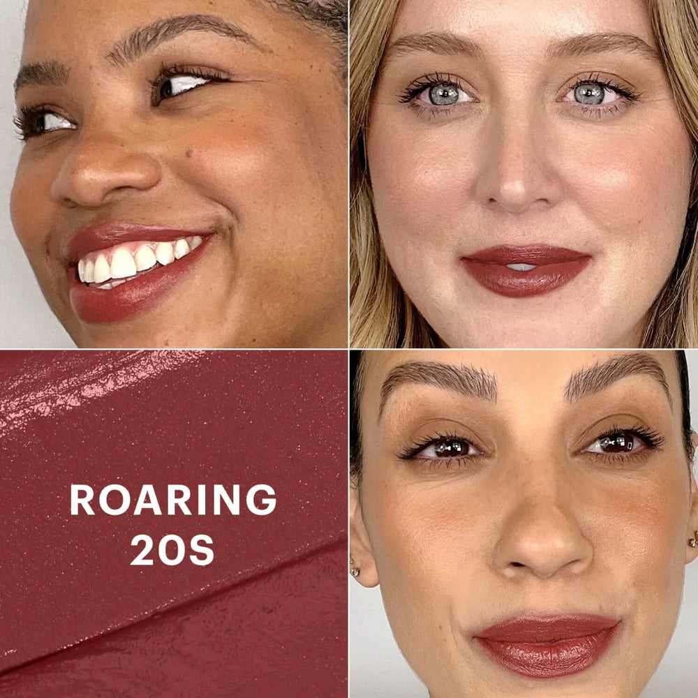 Glo Skin Beauty Satin-Lipstick auf Model aufgetragen, Farbton Roaring 20s