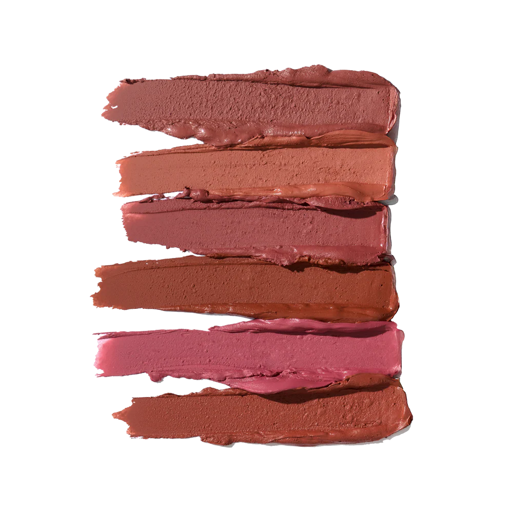 Glo Skin Beauty Suede Matte Crayon Swatches: Matte Textur in Nude, Pink & Braun Tönen
