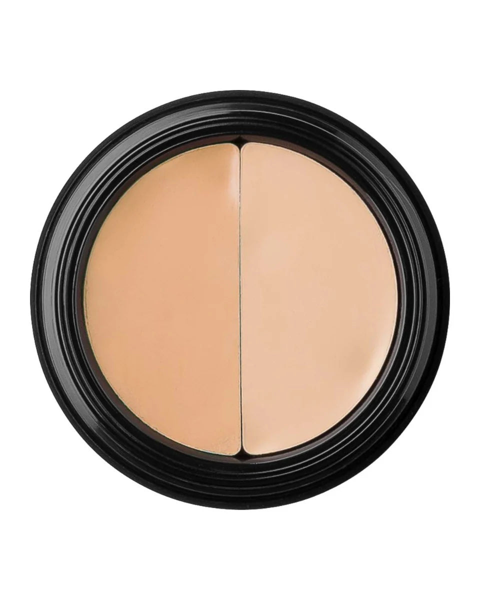 Glo Skin Beauty Under Eye Concealer, rundes Kompakt mit zwei nebeneinanderliegenden Concealer-Farben im Farbton Golden