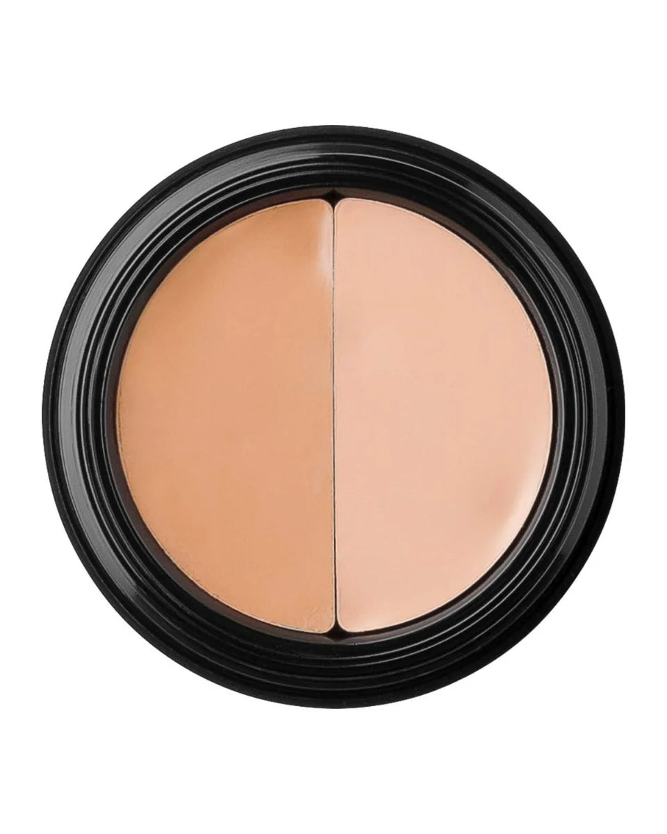 Glo Skin Beauty Under Eye Concealer, rundes Kompakt mit zwei nebeneinanderliegenden Concealer-Farben im Farbton Natural