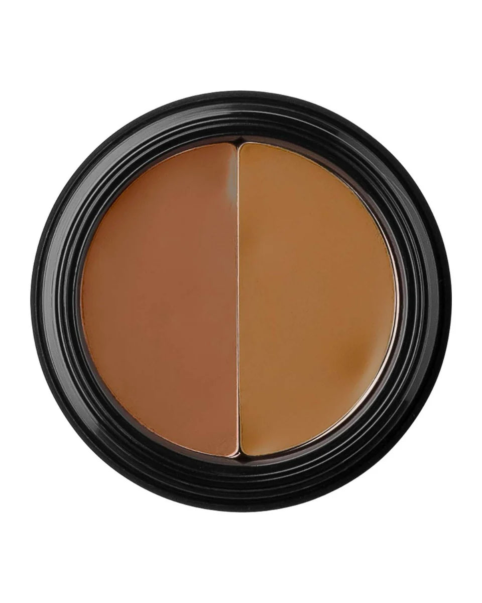 Glo Skin Beauty Under Eye Concealer, rundes Kompakt mit zwei nebeneinanderliegenden Concealer-Farben im Farbton Tawny